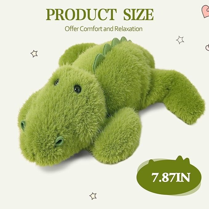 7.8in Green Alligator Plush Stuffed Animal Cute Green Alligator Plush Toy Ultra Soft Hugging Gift for Kids Girls Boys (Alligator)