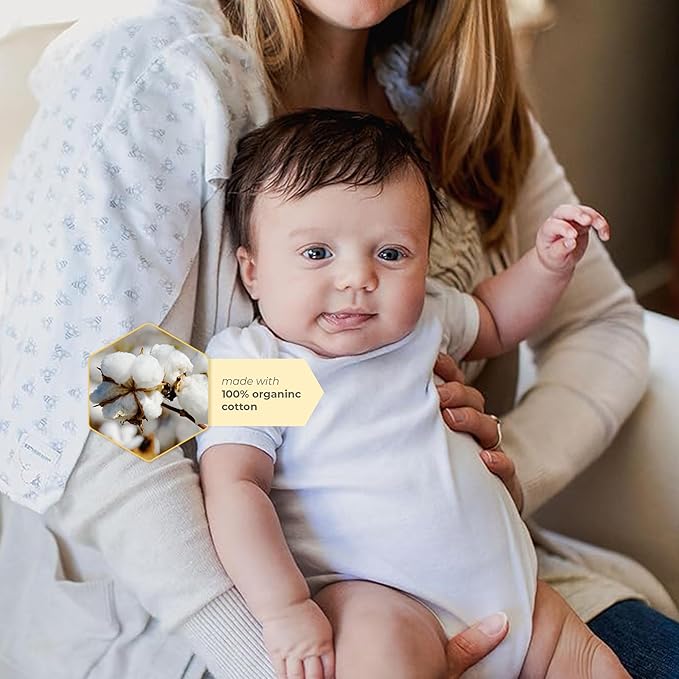 Burt's Bees Baby Bodysuits, Short Sleeve and Long Sleeve One-Pieces, 100% Organic Cotton