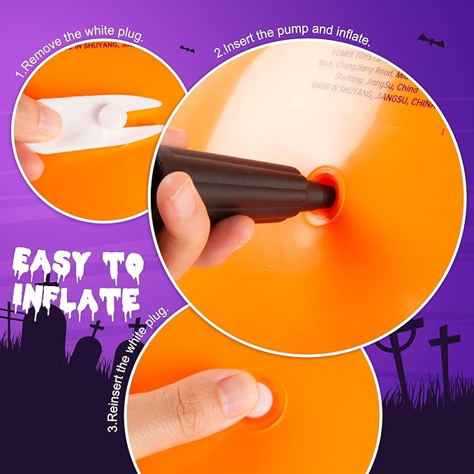 PlayZap Hopper Balls for Kids 3-8, Halloween Toys Orange 18 Inches Bouncy Ball with Handle, Pumpkin Inflatable Bouncing Jumping, Hippity Hop Toys Girls Boys Gifts