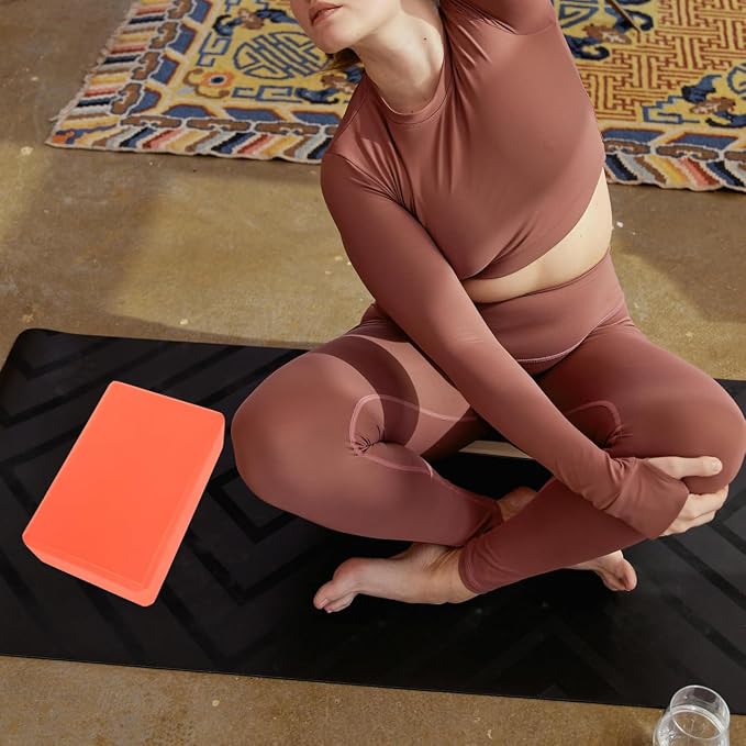 Milisten Yoga Block Brick High Density Eva Yoga Block for Pilates Stretching Gym Workout and Exercise Support Anti-Slip Lightweight Stable Grip 8.97 X 5.98 X 2.99 in Orange