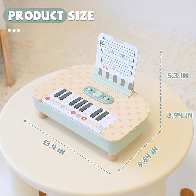 Wooden Baby Piano，18 Keys Digital Piano for Toddler ，Musical Toy Gift for Boys and Girls Over 2+