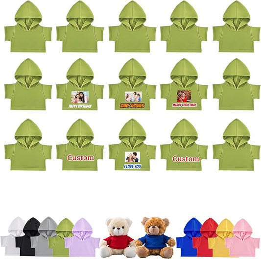15 Pcs Personalized Teddy Bear Clothes with Name Photo, Custom Stuffed Animal Clothing Fit 8-16inch Stuffed Bears Clothes, Personalized Doll Clothing Make Your Own Plush Doll Shirt