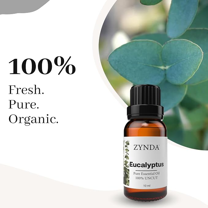 Eucalyptus Essential Oil 10ml – 100% Pure, Uncut & Steam Distilled Eucalyptus Oil for Diffuser, Skin Care, Hair, and Aromatherapy – Authentic, Fresh, Invigorating Aroma