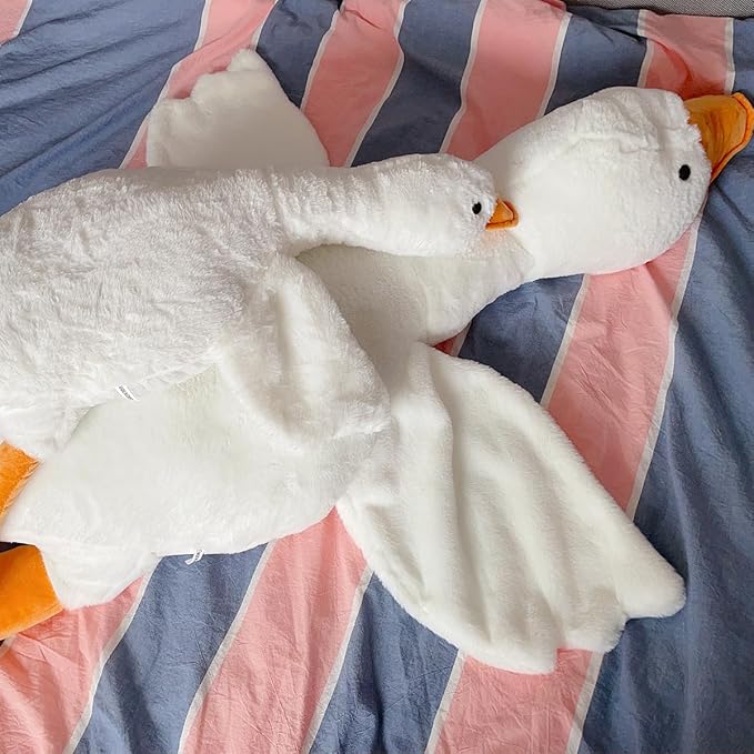 Haengbuk-Goose Stuffed Animal, 51.2in/130cm Giant Sleeping Hugging Pillow, Soft White Swan Plush Toy, Gift for Kids, Friends or Family