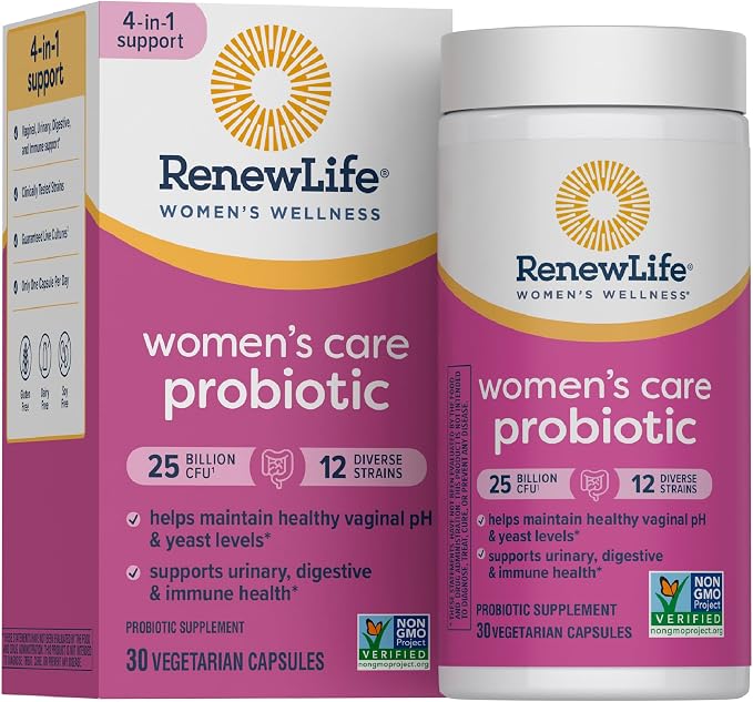 Renew Life Women's Probiotic | 25 Billion CFU | 30 Vegetarian Capsules | Supports Urinary, Digestive, and Immune Health | Dairy, Soy and Gluten-Free Supplement | Supports Urinary, Digestive, and Immune Health | Dairy, Soy and Gluten-Free Supplement