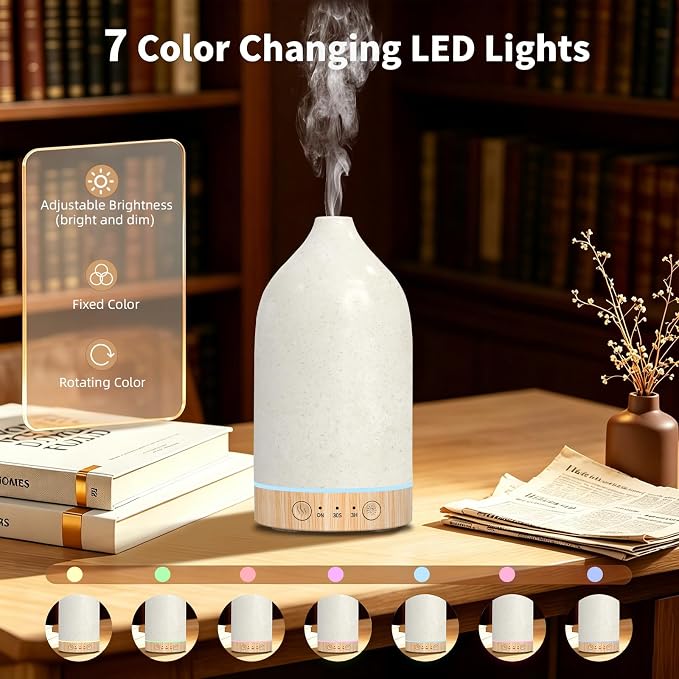 SPLITSKY Cordless Essential Oil Diffuser 150ML, Portable Rechargeable Aromatherapy Diffuser with 7-Color LED Light, Quiet Operation & Auto-Off, 3 Timer Settings, for Bedroom, Home, Travel