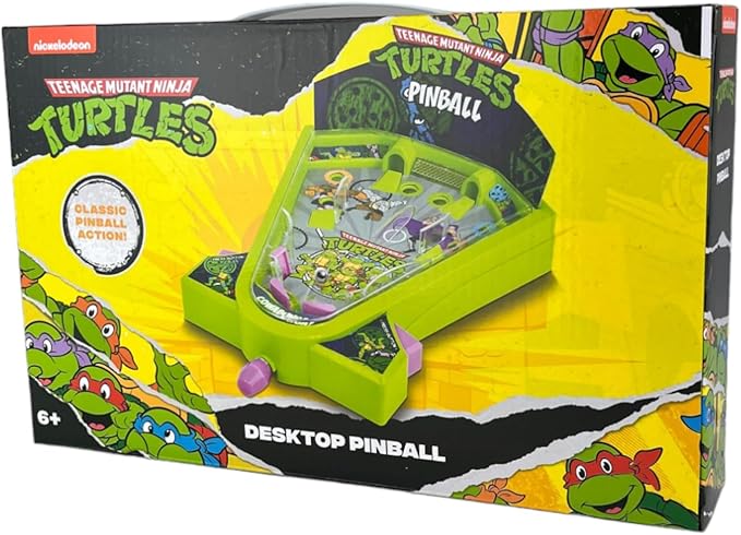 Teenage Mutant Ninja Turtles Desktop Pinball Machine - Fun Arcade Game for Kids & Adults Ages 6+, Compact Tabletop Toy by Well Played