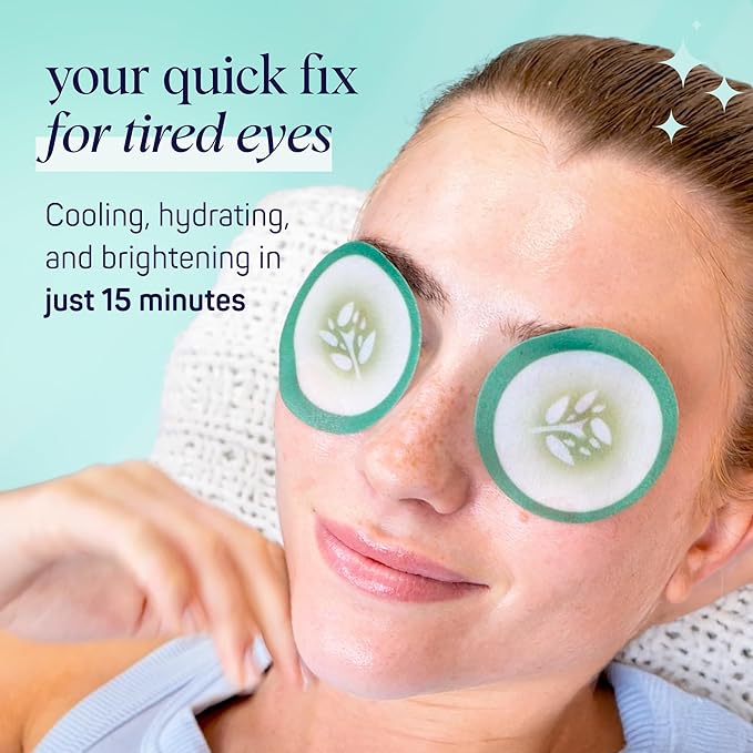 SpaLife Cooling Cucumber Eye Pads | Korean Dark Circles & Puffy Eyes Treatment | Nourishing Cucumber Eye Pads | Eye Mask for Puffy Eyes Daily Depuffing Eye Patches | 4 Packs of 12