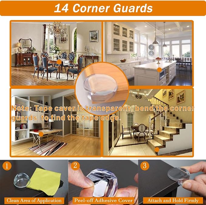 Baby Proofing Kit 60 Packs- Child Proof Essentials Set with Invisible Cabinet & Drawer Locks, Corner Protectors, Furniture Anchors and Outlet Covers Baby Safety Products - Complete House Proof Pack