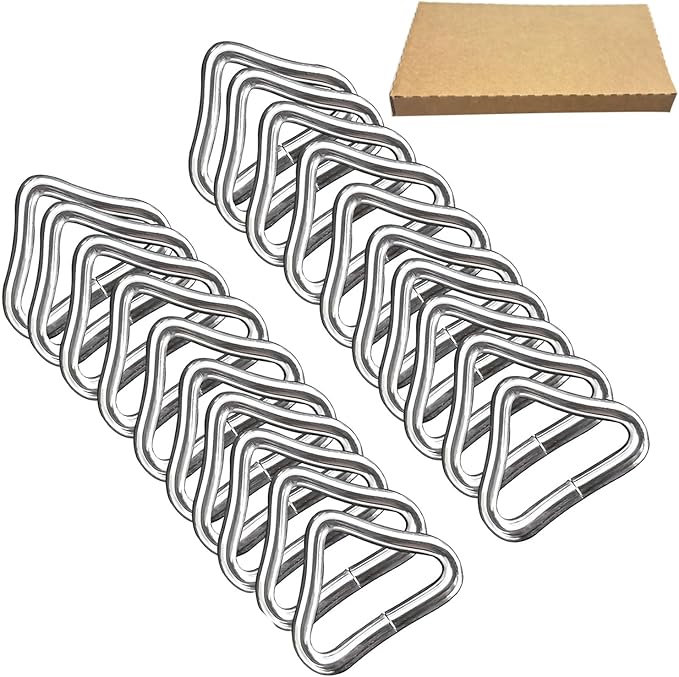 20PCS Trampoline Triangle Buckle Stainless Steel Triangle Ring Buckle V- Rings for Trampoline Replacement Parts Bag Trampoline Mat Craft