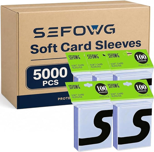 5000ct Clear Card Sleeves for Trading Cards, Baseball Sports Soft Sleeves, Ultra Soft Plastic Card Protector Sleeve for Football, MTG, PKM, Game, Standard Cards