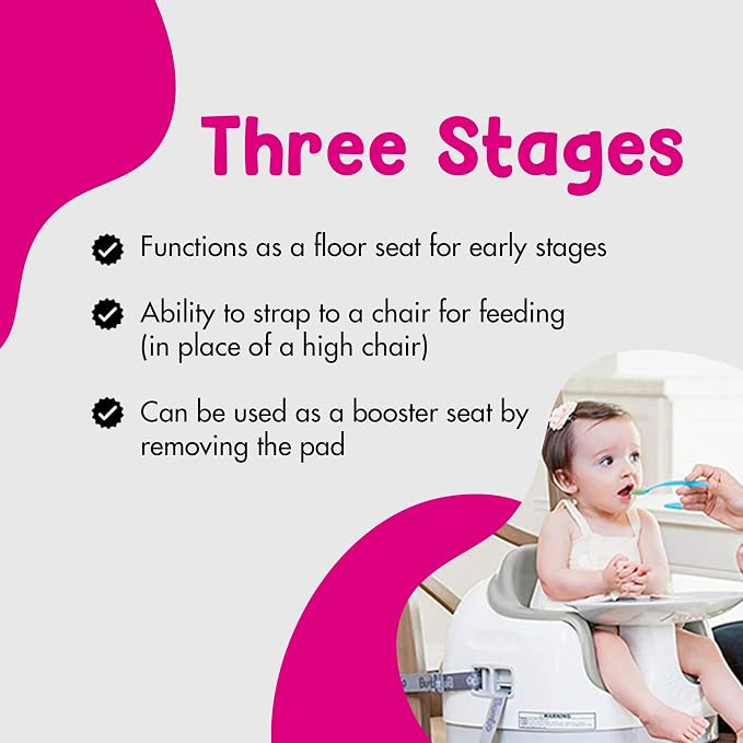 Bumbo 3-in-1 Multi-Seat for 6 to 36 Months, Travel Baby Feeding & Play Floor Seat, All-in-One Portable Booster with Tray & Toddler High Chair, Monsoon