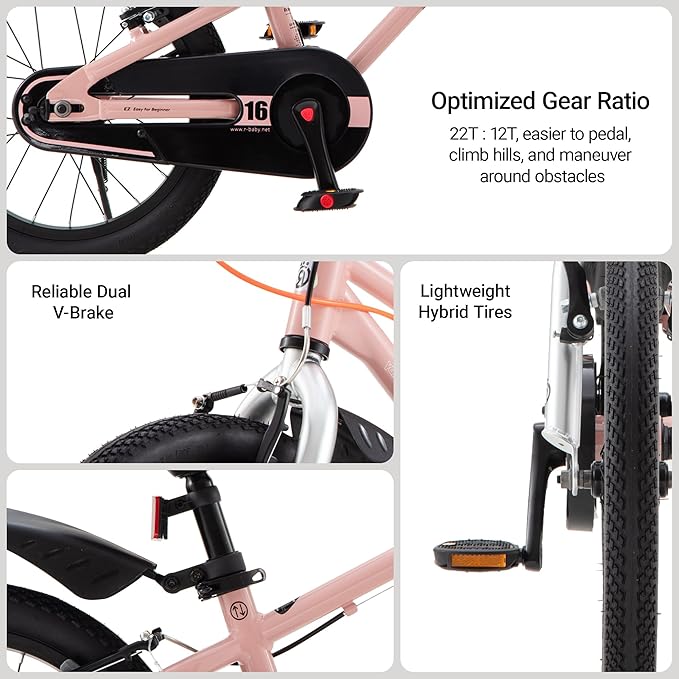 RoyalBaby EZ Fride Kids Bike 16 18 20 Inch, Lightweight Aluminum 2-in-1 Balance to Pedal Bike with One-Key Switch for Boys Girls Ages 4+