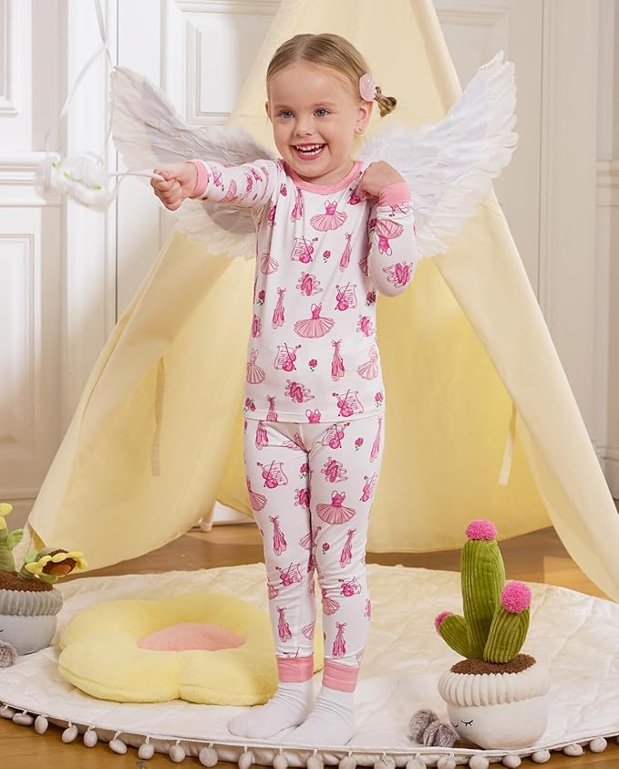 Bamboo Viscose Toddler Girls Kids Pajamas Unicorn Mermaid Pjs Long Sleeve Snug fit 12M-8Y 2pcs Soft Jammies
