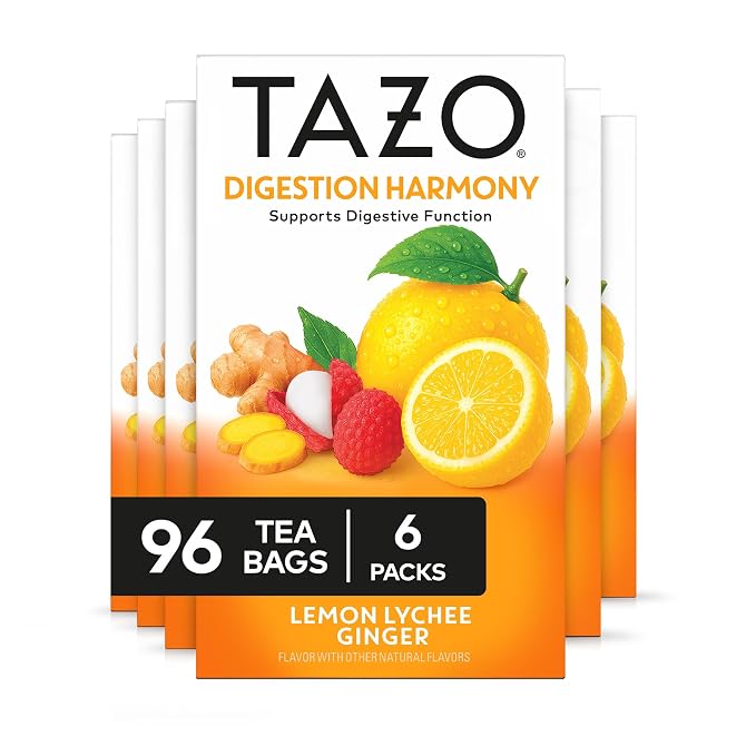 TAZO Digestion Harmony Lemon Lychee Ginger Herbal Tea Bags - 16ct (6-Pack)