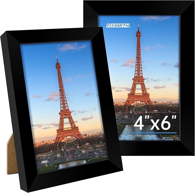 4x6 Picture Frame, Black Photo Frames with HD Plexiglass for Wall Hanging or Tabletop Display, 2 Pack