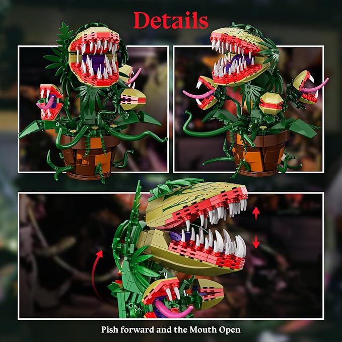 Millionspring Piranha Plant Audrey II 2 Building Blocks Set, Toys Kit Horrors Flower Shop Decoration Valentine Gift for Tv Film Fans Families Friends 12+ On Halloween Birthday Christmas
