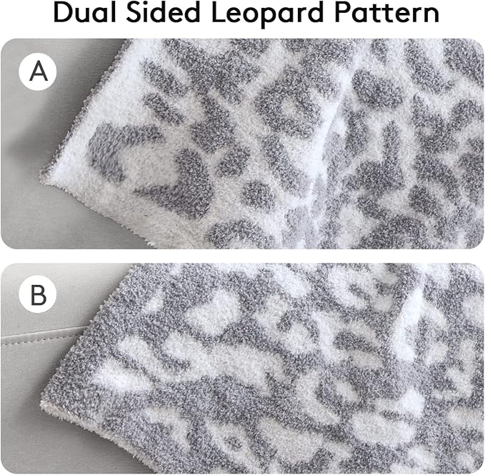 MH MYLUNE HOME Ultra Soft Leopard Throw Blanket Plush, Gray, 71"x78" | Reversible Cheetah Print Blanket, Comfy Fluffy Fuzzy Plush Blanket Throws for Couch Bed, Cozy Blankets for Women Gift
