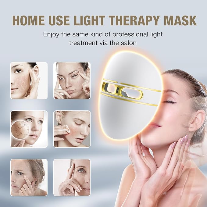 Pro-Grade FSA LED Light Therapy Facial Mask-Red & Blue Light Anti Aging for Face-HSA Salon Treatment for Acne, Wrinkles & Redness at Home,Ideal Skincare Device for Women & Men