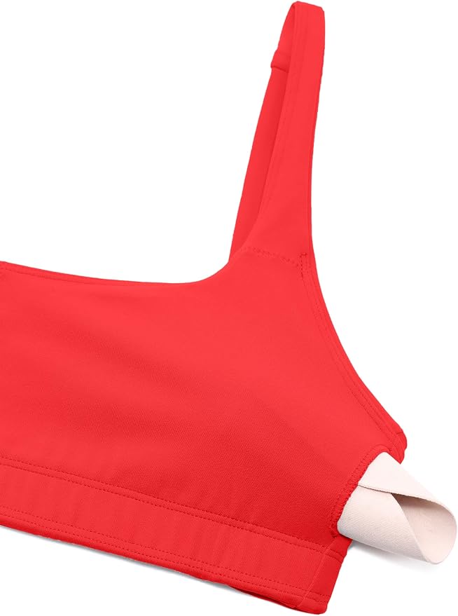 CRZ YOGA Butterluxe Square Neck Spaghetti Strap Sports Bras for Women - Low Coverage Yoga Wireless Padded Cami Crop Top