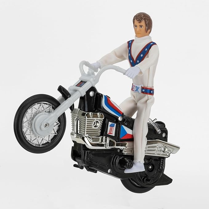 Evel Knievel Stunt Cycle - The Amazing Wind Up and Go Action Toy Launcher for Ultimate Jumps, Crashes, Flips and More - 8 Inch Bike Jumps Anywhere from 100 to 150 Feet - Original 1970's Stunt Bike.