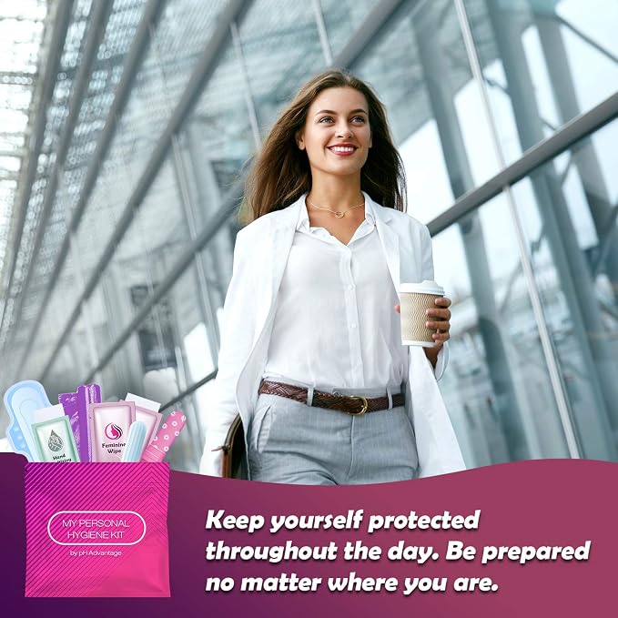 Menstrual Kit All-in-One 10 Pack | Convenience on the Go | Period Kit Pack for Travelling, Tweens & Teenagers or just When You’re Out | Individually Wrapped Feminine Hygiene Product (Pink)