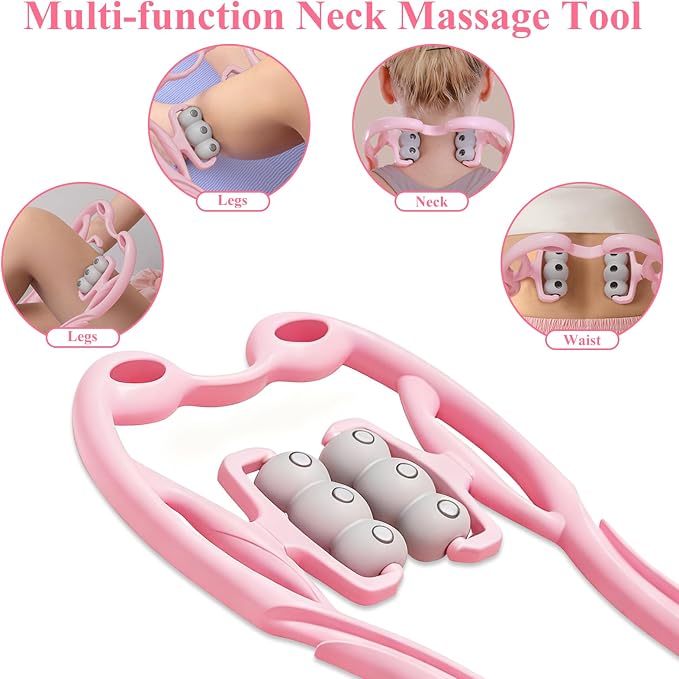 Neck Roller Massager-Neck Massage Tool for Pain Relief Deep Tissue,Ergonomic Handle Design,Lightweight & Portable,Perfect for Super Small One to Use Anytime, Anywhere