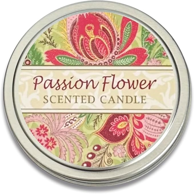 Greenwich Bay Hand-Poured Scented Candle in Decorative Tin – 4 oz/114 g Travel Candle with Lead-Free Wick, Vegetable Wax, Long-Burning Aromatherapy Gift, Single Wick – Made in USA (Passion Flower)