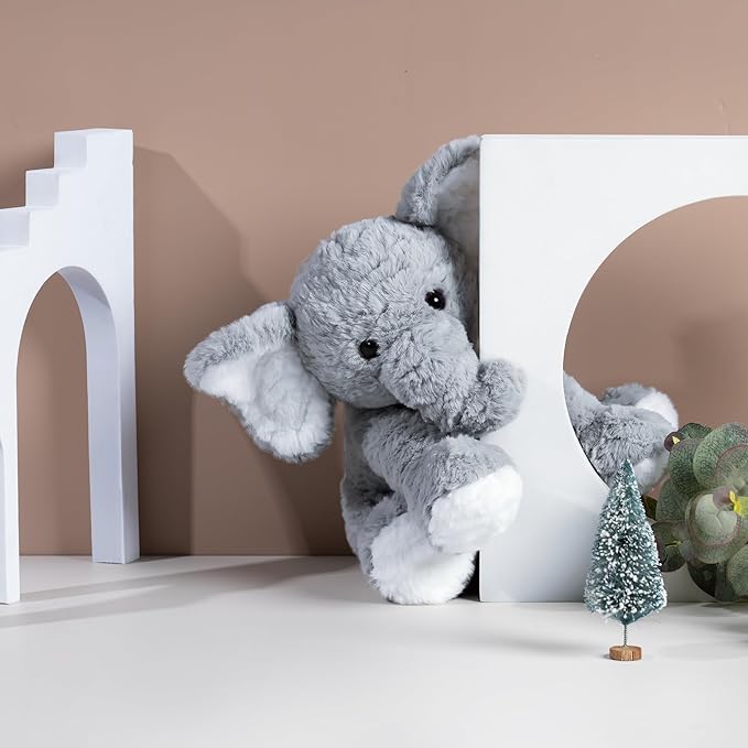 Elephant Stuffed Animals Soft Plush Toy for Baby Girls Boys,12" Grey Soft Small Stuffed Elephant Huggable Gifts for Birthday