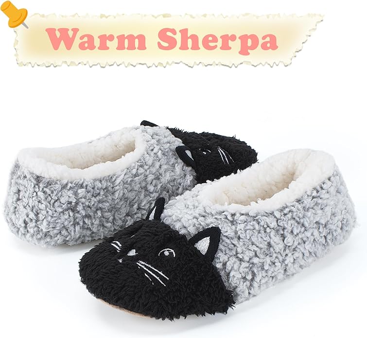 Cute Animal House Slippers, Warm Fuzzy Slipper Socks with Grippers Non Slip, Cozy Funny Gifts