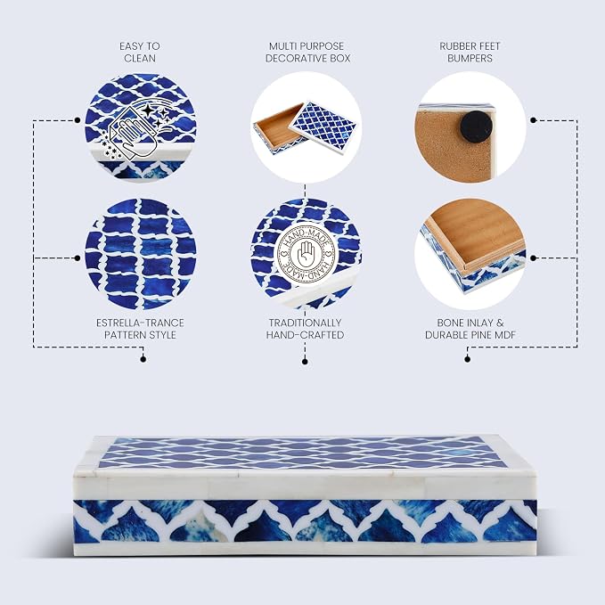 Handicrafts Home Decorative Box 8x6 – Photo Storage Box, Jewelry Organizer, Modern Decorative Storage Box with Lid, Bohemian Table Décor, Vintage Keepsake Box for Shelf or Coffee Table Décor
