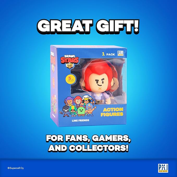 P.M.I. Brawl Stars Action Figure – Leon/Crow/Spike/Colt | 4.5" Collectible Toy | Officially Licensed Merchandise | Gift for Gamers & Fans | Articulated Toy Figure (Assortment D)
