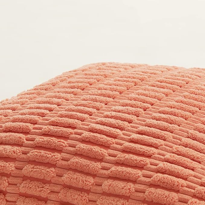 Fancy Homi 4 Packs Decorative Throw Pillow Covers for Living Room Couch Bed, Modern Farmhouse Boho Home Décor Accent Cushion Case, 24" x 24", Coral