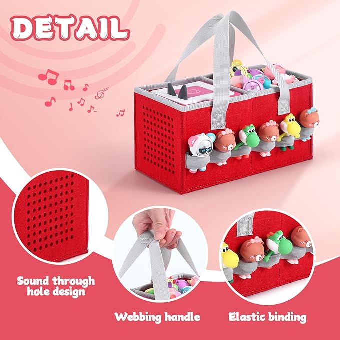 Carrying case for Toniebox Audio Player and Figurines Starter Set,Felt Organizer Bag,Travel for toniebox 2 Earphone and charger accessories portable bag (Red)