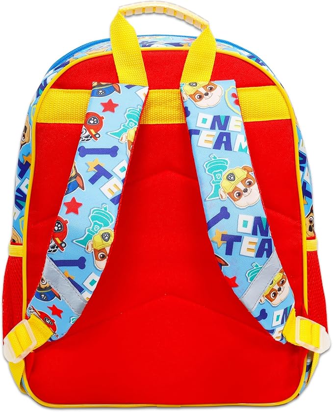 Paw Patrol Backpack for Boys Set - Bundle with 14” Bag Featuring Chase, Rubble, Marshall Plus Water Bottle, Stickers, More | Paw Patrol School Backpack for Kids