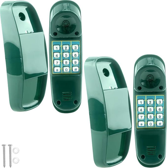2 Pack Swingset Phone Toys Playground Swing Set Telephone Plastic Pretend Play Telephone with Numeric Key for Kids Outdoor Playground Treehouse Accessories (Green)