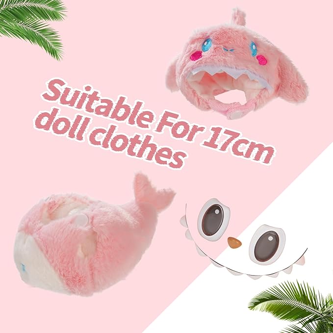 Cute Clothes for Doll Design Outfit Pop Blind Mystery Box Accessories Mart Mini La Boo-Boo Blah Bu Bu BuLafufu Ropa Plush Toy Stuff Dress Overalls Hoodie Pajamas (Pink Whale)