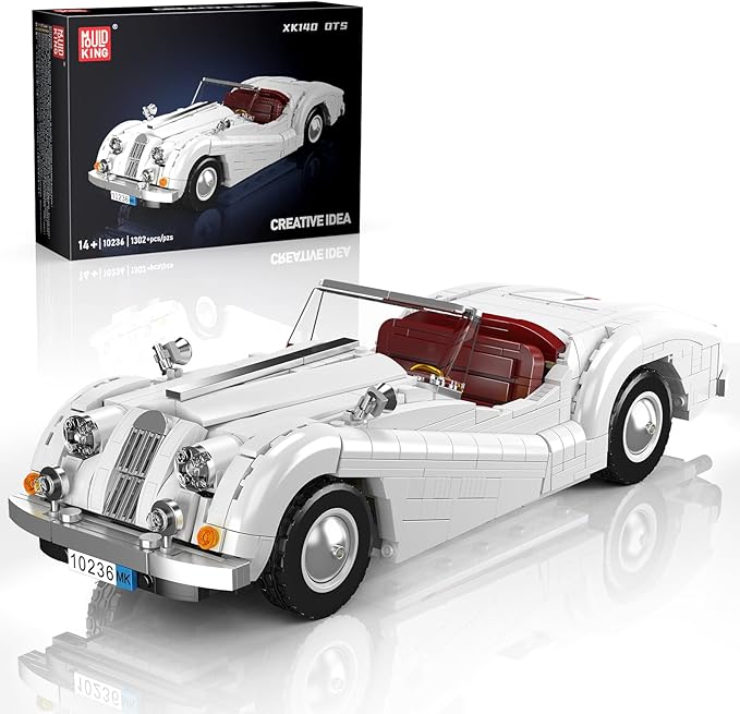 Mould King 10236 Vintage Roadster Building Set, Collectible Adult Convertible Sports Car Model, 1302 Pieces Desk Decor Display Vehicle Kit for Men and Hobbyists Ages 14+ ﻿