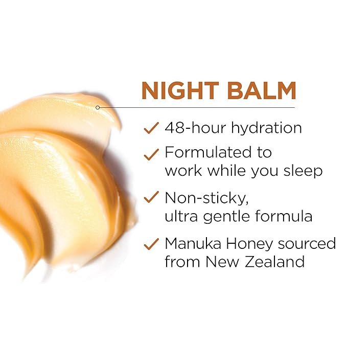 L'Oreal Paris Skincare Age Perfect Hydra Nutrition Ultra Nourishing Honey Night Balm,Face Moisturizer to Comfort,Improve Resilience on Dry Skin,Manuka Honey and Nurturing Oils,1.7 oz.,(Pack of 2)