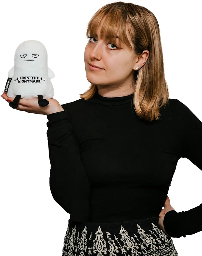 Ghost Plushie - Livin' The Nightmare Sassy Ghost Plush, Cute & Funny Halloween Plush Toy for Gifting