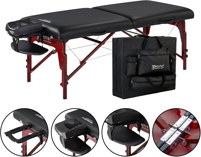 Master Massage 31" Montclair Pro Portable Massage Table Package, Memory Foam Cushioning, Reiki Panels, Shiatsu Cable Release- Tattoo Table, Spa Bed, Facial Bed