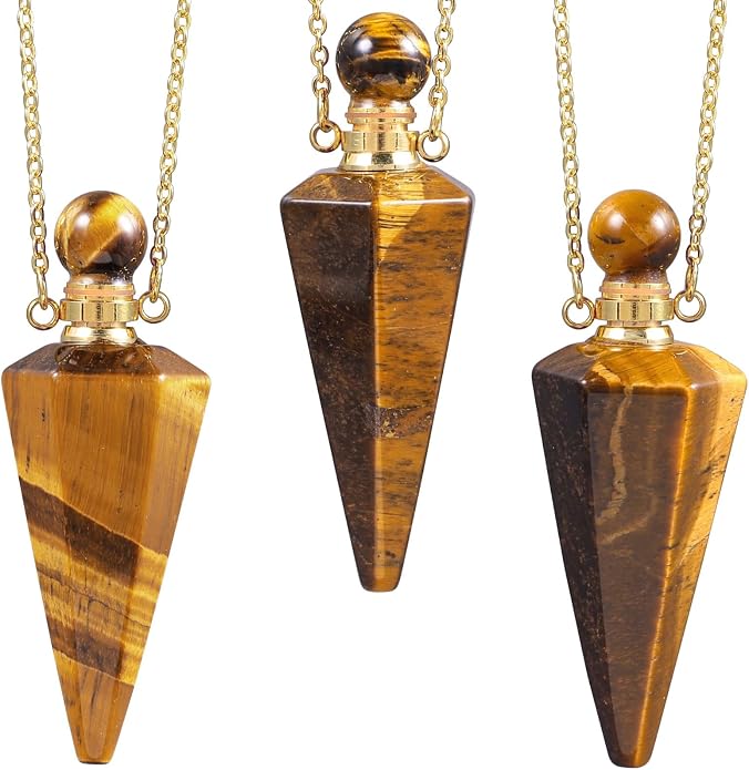 TUMBEELLUWA Crystal Perfume Bottle Necklace for Women Men | Faceted Crystal Point Necklace, Essential Oil Diffuser Vial Necklace, Openable Locket Bottle Jewelry for Daily Wear