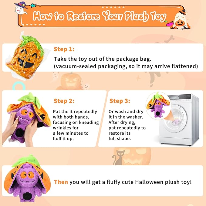 MIAODAM Halloween Bat Stuffed Animal Plush, 11inch Reversible Halloween Bat Plushies Pillow, Cute Baby Plush Toy Gift for Toddler Girls Boys