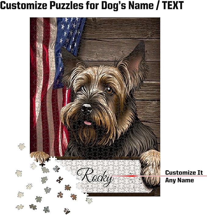 Custom Wooden Jigsaw Puzzles with Your Dog's Name on Czech Terrier Art Print - 300 500 1000PCS Puzzles Game and Home Wall Decor