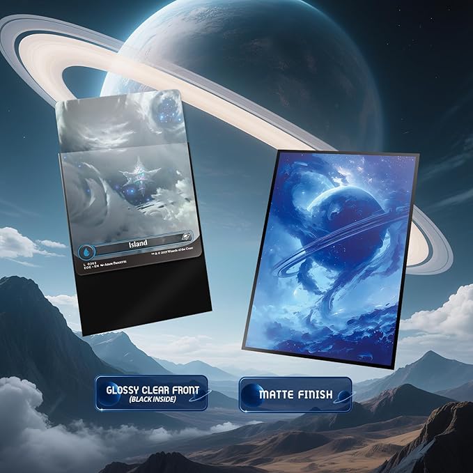MTG Card Sleeves - Island - Planet Basic Lands Series - Ultra Clear Front & Matte Finish Back, 100 Count Standard Size Matte Art Sleeve for Magic The Gathering
