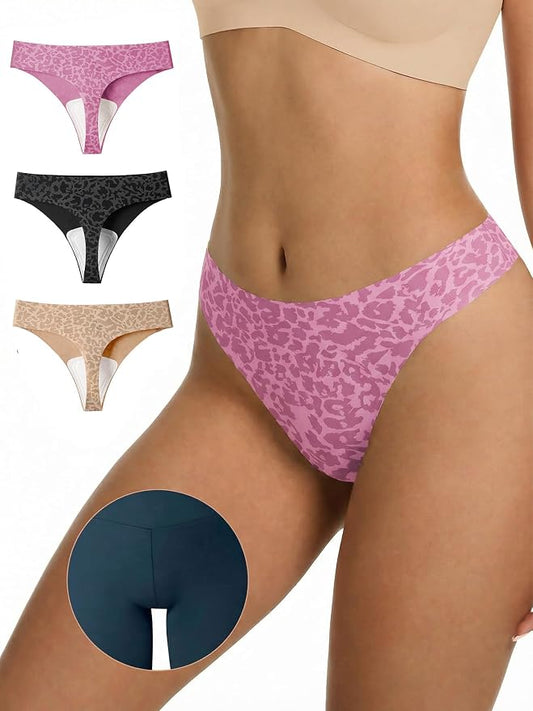 LUCKMEEY Cotton Thongs for Women Seamless Thongs for Women No Show Thong Panty Liners Workout G-String Thongs Underwear