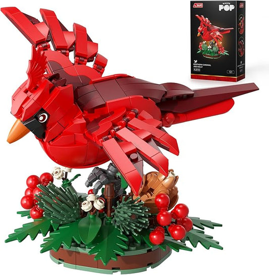 JAKI Northern Cardinal Building Kit, Red Bird with Holly Plant Botanical Collection Building Toys, Relaxing Build for Nature Lovers, Home Décor for Adults Kids