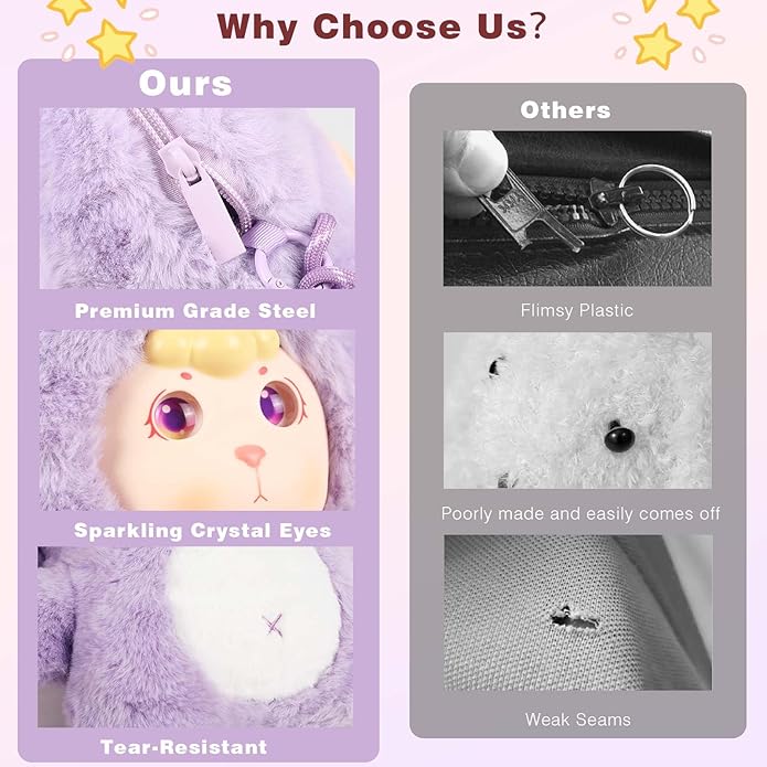9inch Plush Bag Collection Crossbody Bags, Cute Girl Purses Fun & Unique Handbag Plush Shoulder Bag with Strap, Pockets