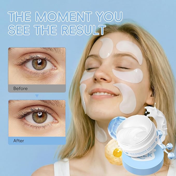 AKARY Milk Under Eye Patches 60PCS, for Dullness, Fine Lines & Dryness, Hydrating Eye Pads with Hyaluronic Acid, Firming & Nourishing, Enhance Elasticity, Radiant Glow, Mask Skincare for Women & Men