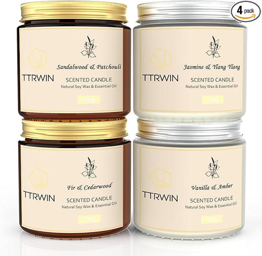 4 Pack Scented Candles for Home Scented Natural Soy Wax, Aromatherapy Candle Gifts Set for Women Men, Jar Candles Set for Home Decoration, Gifts for Birthday Mother's Thanksgiving Day Present